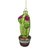 Northlight 4.75" Green and Pink Potted Cactus Glass Christmas Ornament - 3 of 4