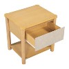 Sapphtopaz Wood Nightstand Set of 2 with Drawer Farmhouse Bedside Table with Open Bottom Shelf & Round Leg Night Stand for Bedroom, Living Room - 2 of 4