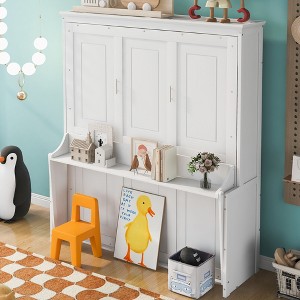 Queen Size Murphy Bed with a Shelf for Bedroom - 1 of 4
