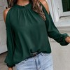 Coolmee Women's Blouses Dressy Casual Cold Shoulder Ruffle Collar Blouses Fall Fashion Shirts for Work - 2 of 4