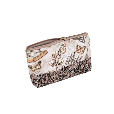 Large Taupe Cotton Rectangular Sewing Basket with Zippered Case