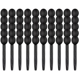 Jaya 6.5" Compostable Spoons Bulk Black - Pack of 50 - 1 of 3
