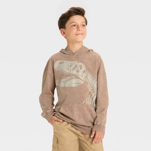 Boys' Jurassic World Pullover Sweatshirt Hoodie - Brown - 1 of 4