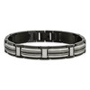 Black Bow Jewelry Mens 12mm Two-Tone Stainless Steel & Black CZ Link Bracelet, 8.75 Inch - image 3 of 4