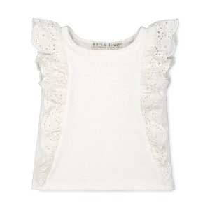 Hope & Henry Girls' Organic Cotton Eyelet Ruffle Knit Top, Infant - 1 of 4