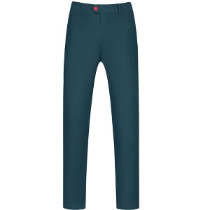 INSPIRE CHIC Men's Slim Fit Solid Flat Front Pants - 1 of 4
