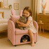 Angel Sar Velvet Pink Bunny-Ear Armchair, Pet-Friendly Chair with Built-in Hideaway, Plush Dual-Use Sofa with Side Pocket, 27.4x25.2x37.4 Inch - 2 of 4