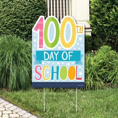 Big Dot of Happiness Happy 100th Day of School - Party Decorations - 100 Days Party Welcome Yard Sign