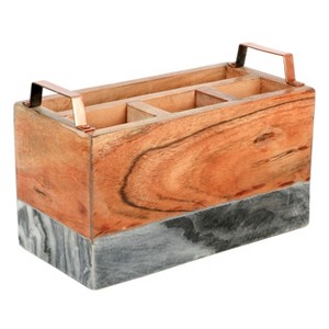 Laurie Gates California Designs Grey Marble and Acacia Wood Salad Server Holder - 1 of 4