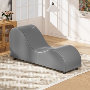 Mjkone Velvet Yoga Chaise Lounges, Modern Curved Yoga Chairs for Adults, Small Chaise Lounges Chair for Stretching, Relaxation, Exercise - 1 of 4