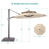 Sonkuki 11Ft LED Double Top Aluminum  LED Cantilever Patio Umbrella with Base for Patio Deck Garden - 3 of 4