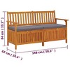 vidaXL Bench Black Solid Acacia wood Large Storage Bench Rectangular - 2 of 4