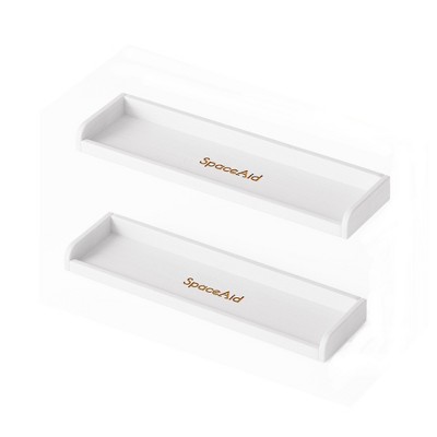 SpaceAid Bamboo Stove Top Magnetic Shelf with Labels Over Oven 30" Wide, White