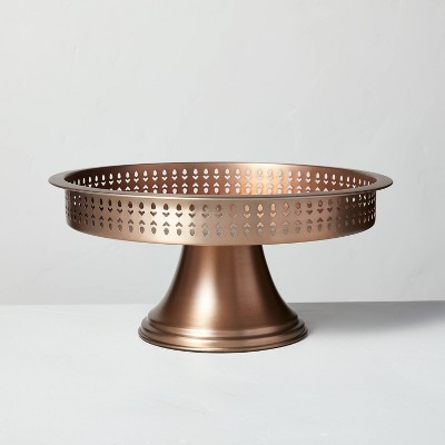 Decorative Notch Metal Cake Stand Antique Copper - Hearth & Hand™ with Magnolia
