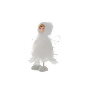 Allstate Floral 7" Ice Palace Vintage-Style White Glittered Feather Fairy Christmas Table Top Decoration - 1 of 1