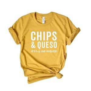 Simply Sage Market Women's Chips and Queso are My Love Language Short Sleeve Graphic Tee - XS - Mustard - 1 of 3