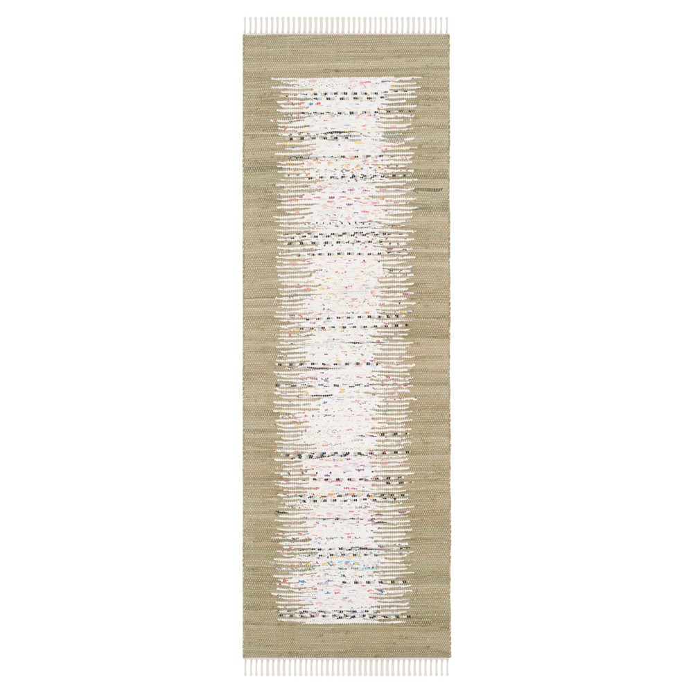 2'3inx9' Runner Bettina Flatweave Ivory/Olive - Safavieh