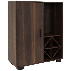 Sunnydaze Indoor Lavina Wine Cabinet with Glass and Bottle Storage Shelves - Coffee Brown - 1 of 4
