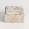 Plum & Post Jaqueline Square Lidded Box Wide - Brown/White Marble Accent - 2 of 4