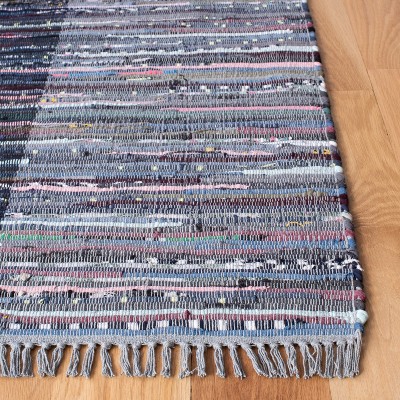 Handwoven Charcoal Harmony 8' x 10' Flatweave Cotton Rag Rug