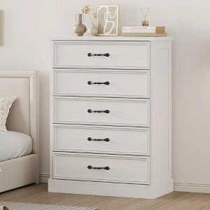Farmhouse 5-Drawer Dresser, 42.7" Tall Chest with Sturdy Base for Bedroom, Living Room and Nursery - 1 of 4
