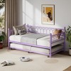 Twin Daybed with Trundle, Day Bed with Charging Station & LED Lights, Metal Sofa Bed Frame with Pull Out Trundle for Living Room, Bedroom, Apartment - 3 of 4