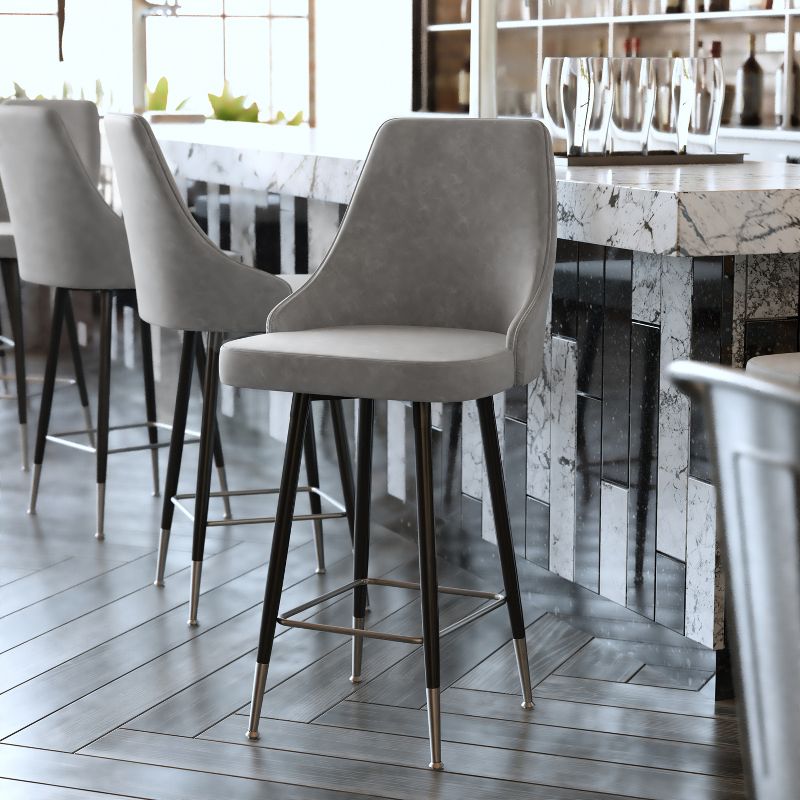 Flash Furniture Commercial Gray LeatherSoft Counter Height Stools with Chrome Accents - 2 Pack, 2 of 12