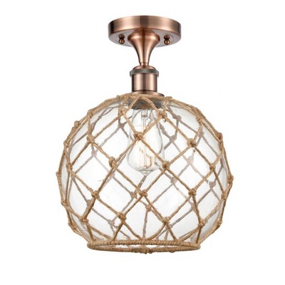 Farmhouse Rope - 1 Light Semi-Flush Mount In Industrial Style-15 Inches Tall and 10 Inches Wide