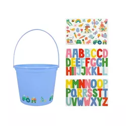 7.5"x9.5" Round Plastic Decorative Easter Bucket with Stickers - Spritz™