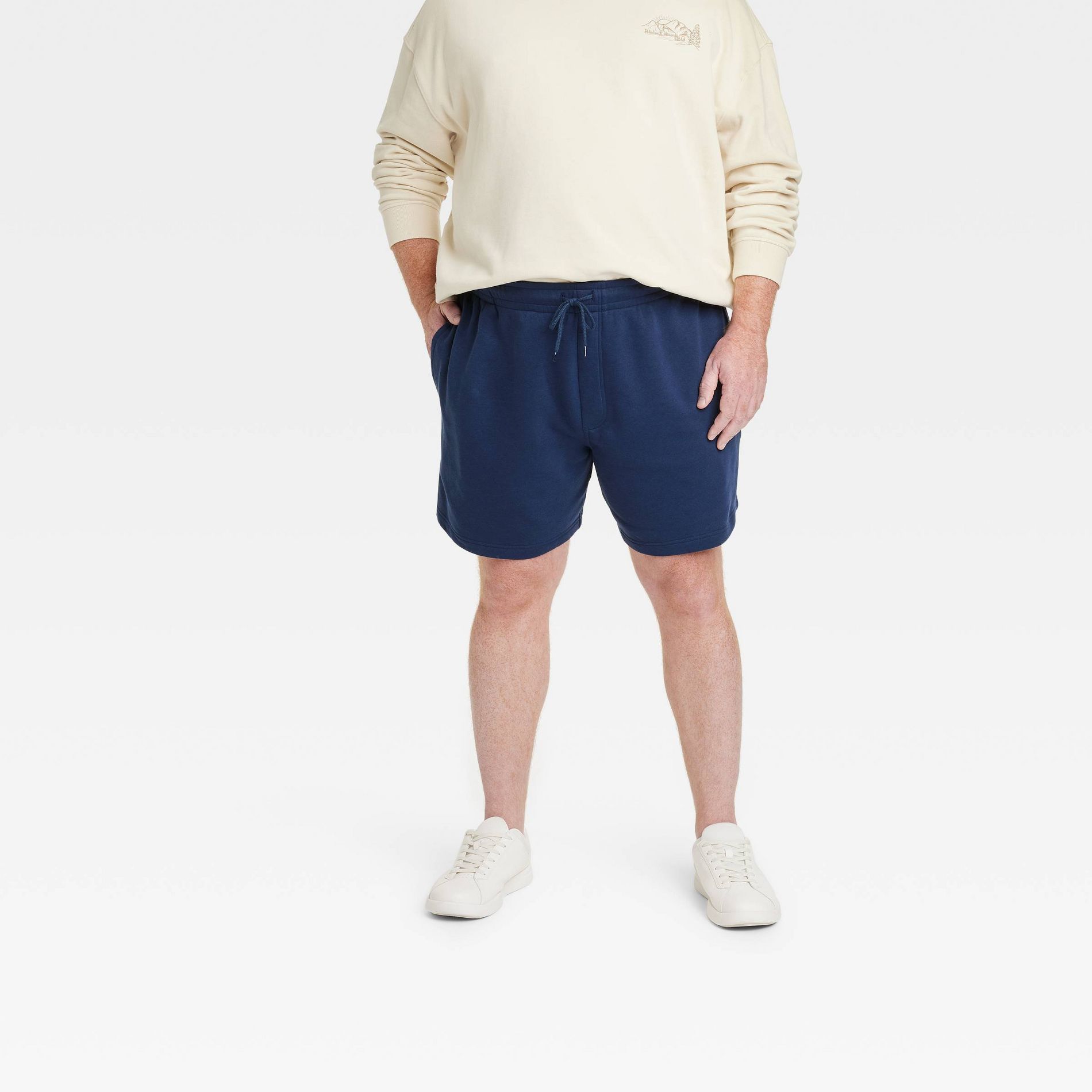 Men's Big & Tall Every Wear 7" Ultra Soft Fleece Pull-On Shorts - Goodfellow & Co™ Blue 3XL: Drawstring Waistband