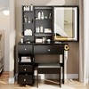 Vanity Desk Set, Makeup Table With Cushioned Stool, Drawers, Brightness Adjustable Mirror Light, 2 AC Powers And 2 USB Ports Built-in Socket - 3 of 4