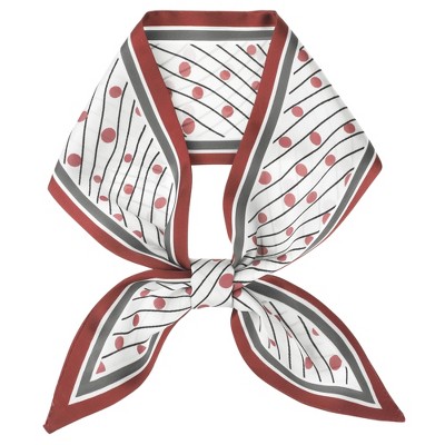 INSPIRE CHIC Women's Polka Dots Stripes Skinny Long Satin Ribbon Neck Scarves 1Pc