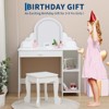 Kids Vanity Desk with Mirror and Lights, Princess Makeup Vanity Table with Stool, Drawer, Open Storage Shelves & Cubbies - 4 of 4