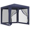 vidaXL Party Tent with 4 Mesh Sidewalls Blue 8.2'x8.2' HDPE - 2 of 4