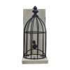 SEVOBAL Party Decorations and Accessories Set of 2 Bird Cage Bookends with Antique White Base for Living Room, Antique White Black, 12"*11"*5" - 2 of 4