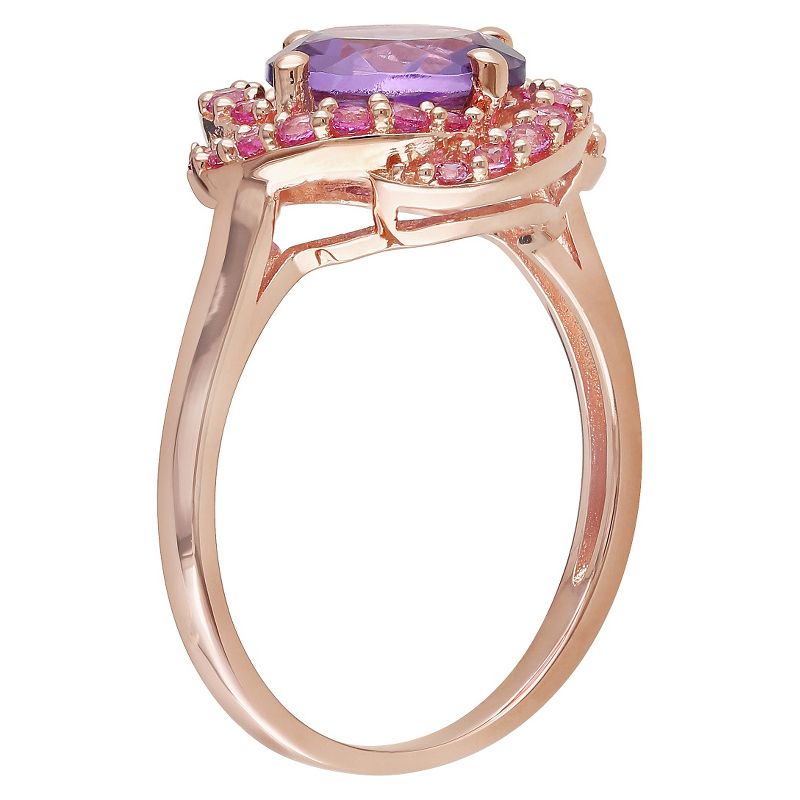 1.5 CT. T.W. Round Amethyst and .14 CT. T.W. Simulated Pink Sapphire Ring in Pink Sterling Silver, 3 of 5