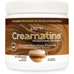 Perk Creamatine (Caramel Macchiato)- 30 Servings, Flavored Creatine Monohydrate, 5g Creatine per Serving, Naturally Sweetened, Zero Sugar, Gluten-Free - 1 of 4