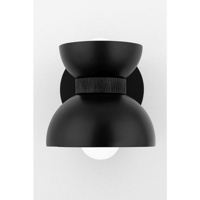 Pomona Ribbed Black Iron 2-Light Wall Sconce