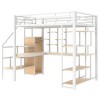 TIRAMISUBEST Full Size Loft Bed with Storage Staircase and Small Wardrobe, Metal Loft Bedframe with Built-in Desk and Storage Shelves - 4 of 4