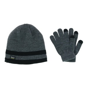 Polar Extreme Boy's One Size Double Stripe Hat and Texting Glove Set - 1 of 3