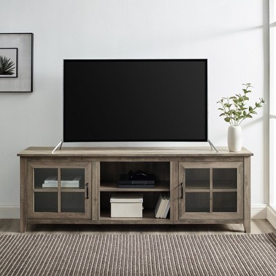 CAVINAS TV Stand for TVs up to 70 Inch,Entertainment Center with 2-Door Glass Windowpane and Open Shelves for Living Room,Bedroom