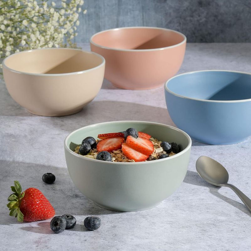 Spice by Tia Mowry 4 Piece 6 Inch Stoneware Cereal Bowl Set in Matte Assorted Colors, 5 of 6