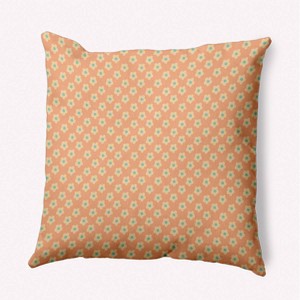 16"x16" Spring Flower Power Square Throw Pillow Orange - e by design: Botanical Twill, Indoor Decor, Sofa Accent - 1 of 4