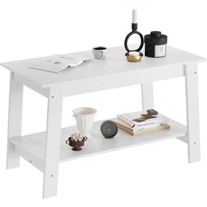 31.5 Inch Coffee Table with Storage Shelf, 2-Tier Rectangular MDF Wood Table | Modern Tea Table for Living Room, Bedroom & Home Office, White - 1 of 4