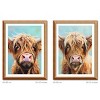 FONTOI 2pcs Highland Cow Canvas Wall Art, Animal Wall Decor Living Room, Dining Room Decor Framed Wall Art for Hallway, Brown 24"* 32"*1.2" - 3 of 4