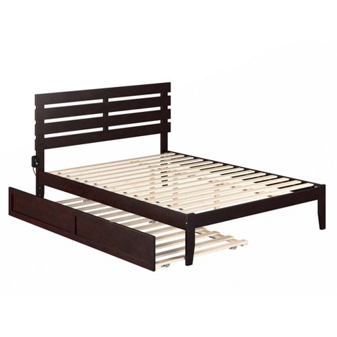 Queen Oxford Bed with Twin XL Trundle Espresso - AFI: Solid Hardwood, No Box Spring Required - image 1 of 4