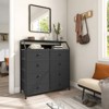 4 Drawer Tall Wide Dresser Black - Hausource™：Wood Finish, Modern Style - 4 of 4