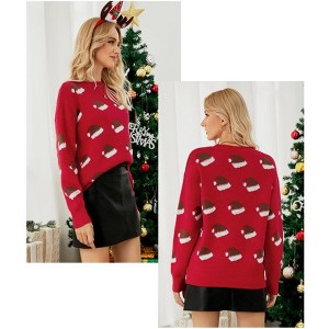 Christmas Sweater for Women Funny Xmas Long Sleeve Knit Pullover Top Cute Santa Tree Reindeer Sweater - 1 of 4