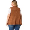 Agnes Orinda Women's Plus Size Lapel Suede Long Sleeveless Fashion Vest - 4 of 4