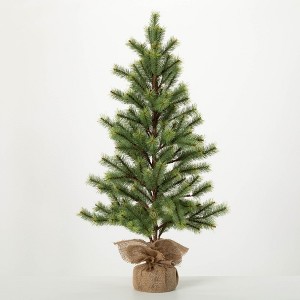 36.5"H Sullivans Emerald Pine Tree In Burlap, Green - 1 of 3